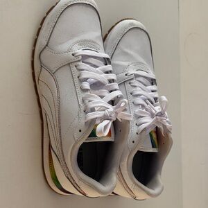Puma White Sneakers with Rainbow Detail